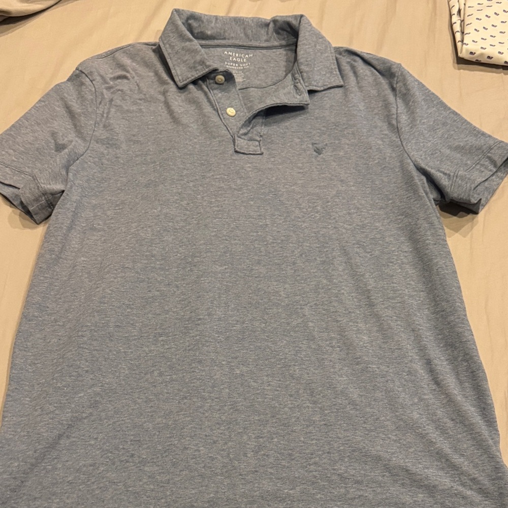 American Eagle Outfitters Heather Blue Polo Shirt